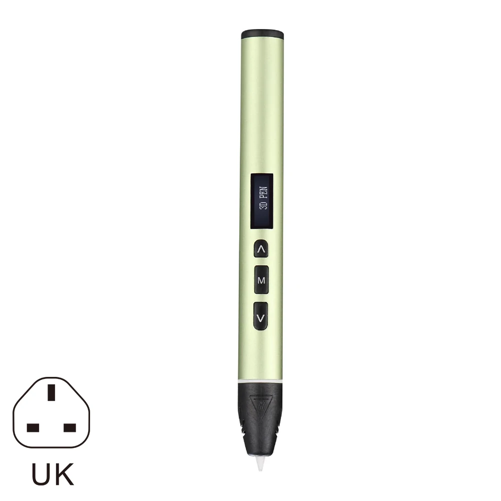 Green UK plug 3D печать Ручка OLED дисплей Поддержка PLA PCL Режимы легко Управление ручки с принтом для подарков WIF66 - Цвет: Green UK plug