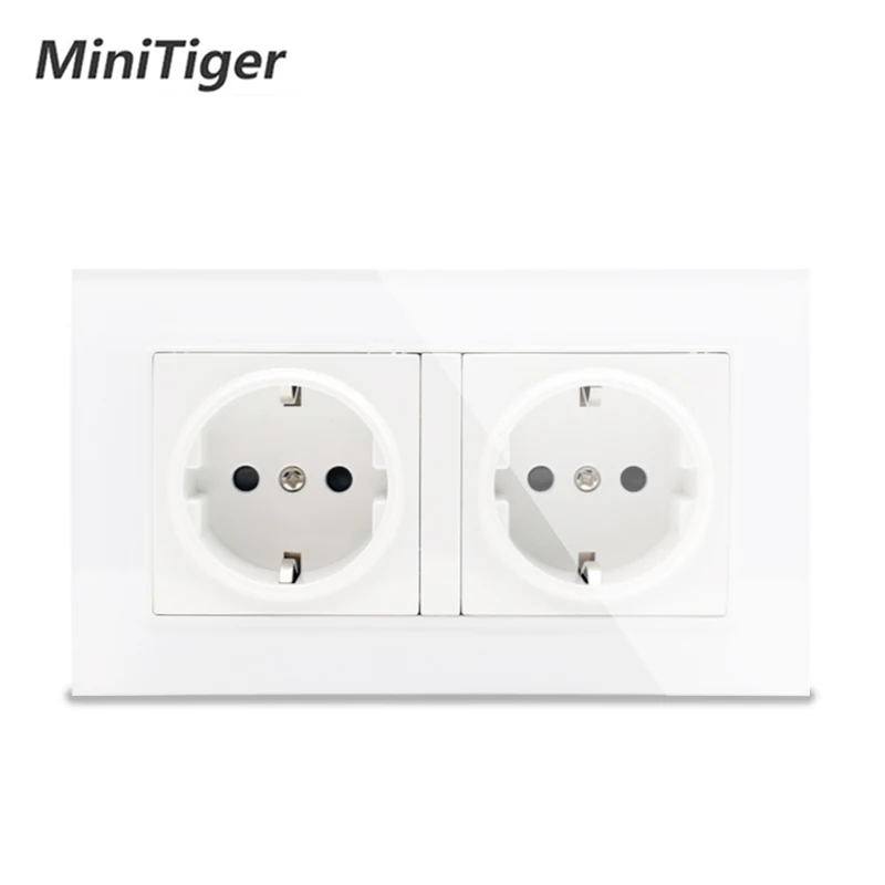 Белая Роскошная стеклянная панель Minitiger настенная розетка с двойным