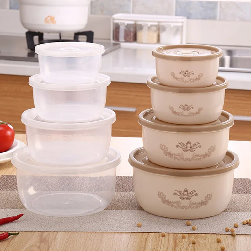

4pcs/set Plastic Sealing Food Storage Box Refrigerator Crisper Box Vegetable Food Preservation Storage Box Fresh Pot Container
