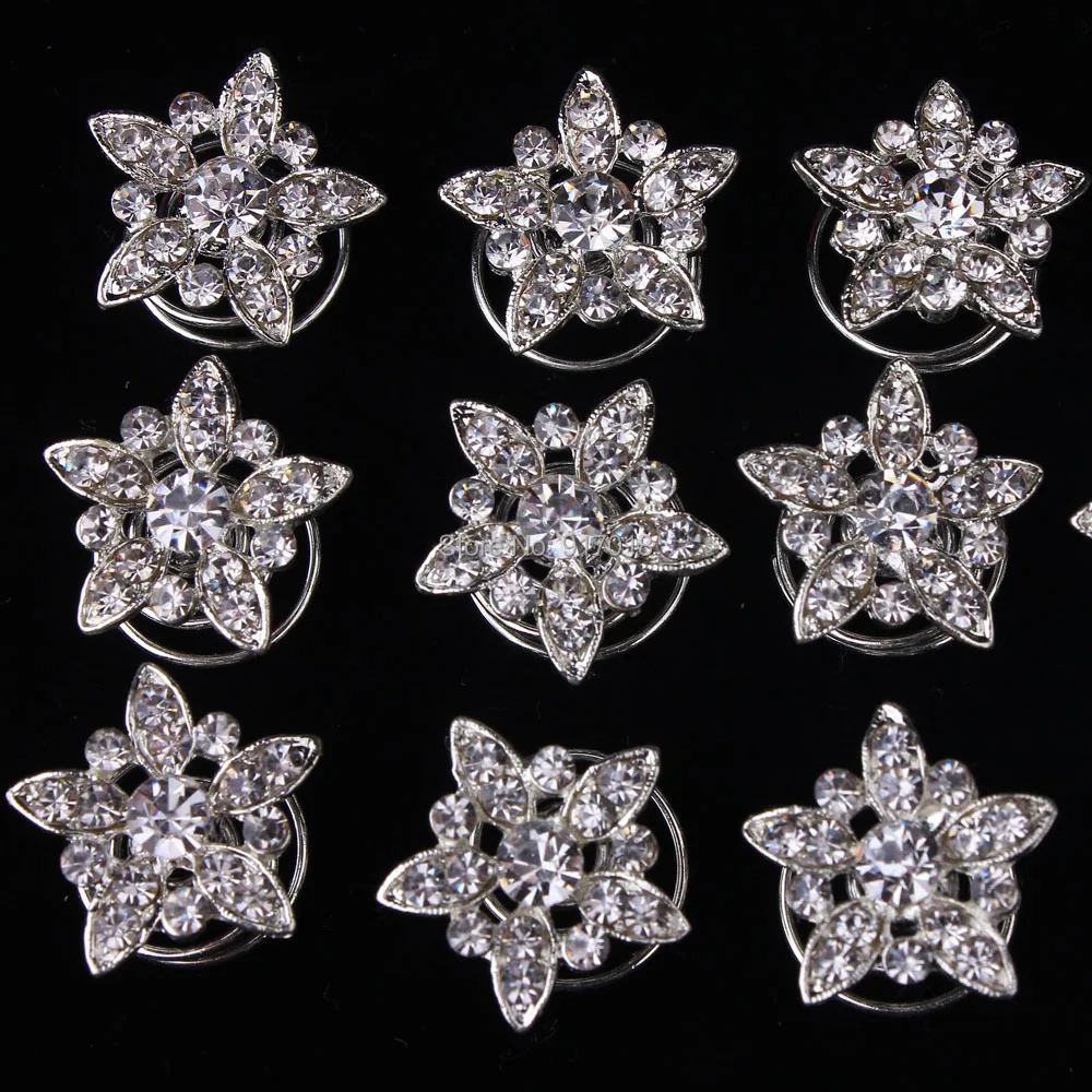 Оптовая продажа 12 шт. Лот Кристалл горный хрусталь жемчуг цветок волос Twists