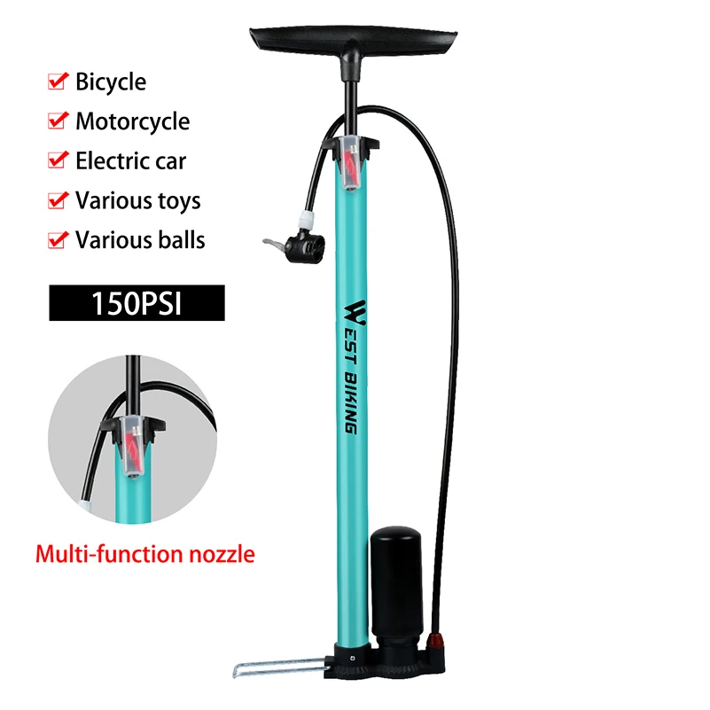 WEST BIKING 150Psi велосипедный насос высокого давления ножной подкачивающий насос для велосипедных шин насос Presta Schrader Клапан Аксессуары для велосипеда