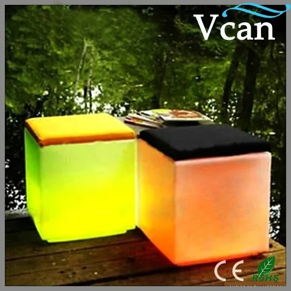 للبيع في الهواء الطلق مع بو الجلود الأزياء قابلة للشحن استخدام مناسبة التوصيل اللون LED مكعب كرسي V V-B005