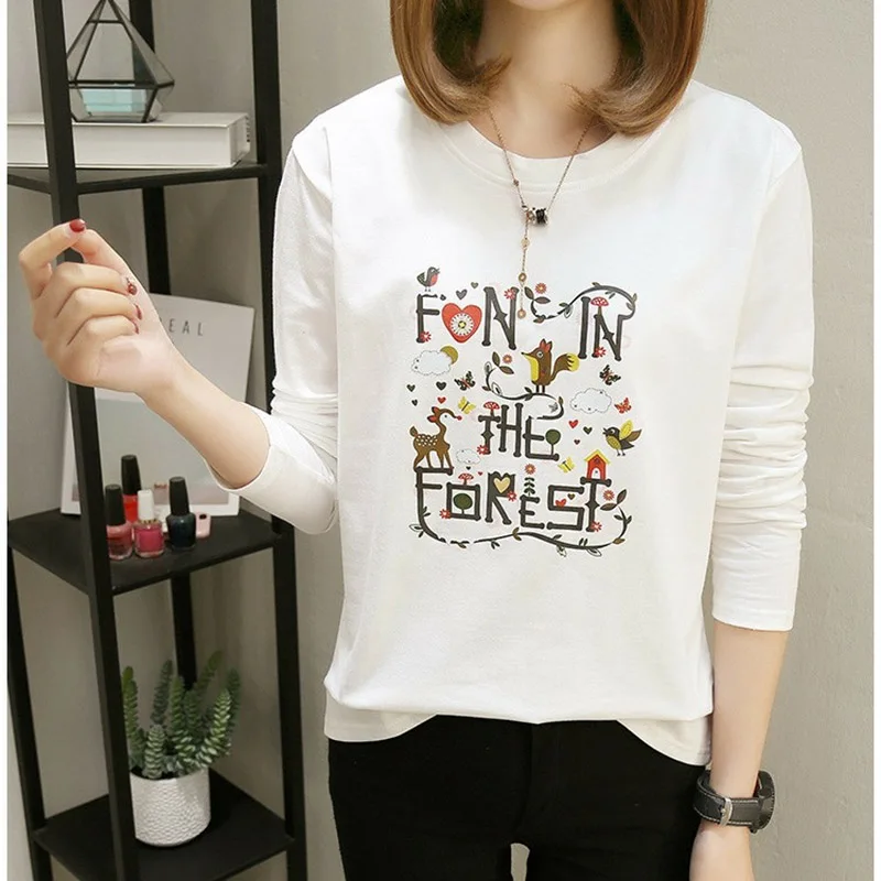 Белый Poleras Mujer Harajuku футболка женская с длинным рукавом Осень Зима футболка размера плюс женская футболка Femme Хаки Синий - Цвет: Белый