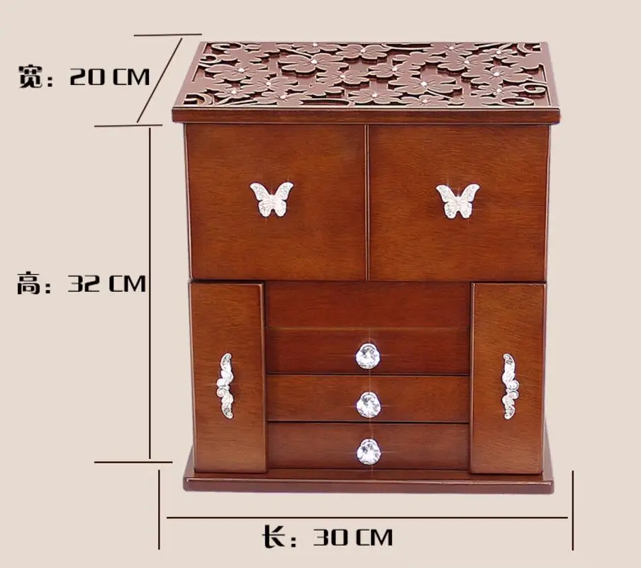 Большая деревянная шкатулка для украшений в европейском стиле ретро