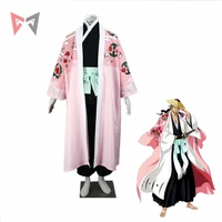mmgg bleach cosplay kyoraku shunsui cosplay costume custom made unique printing robe outfit kimono for kids men plus size