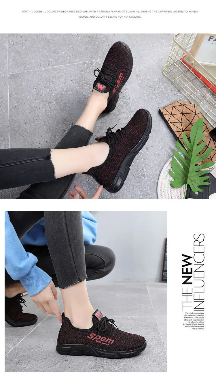 Женские кроссовки Flyknit; прогулочная обувь; Классическая Ручная работа; сезон весна; Новинка; модная Рабочая мягкая Нескользящая Рабочая Женская материнская плоская обувь