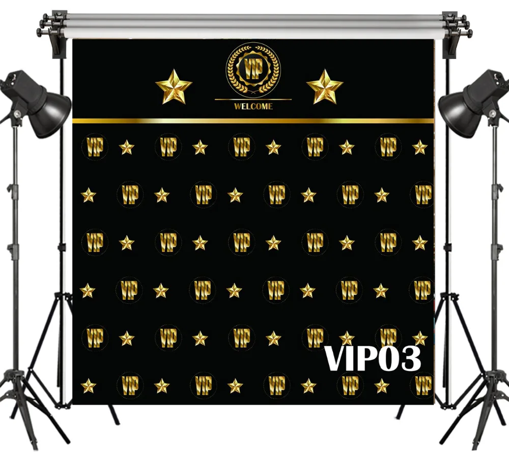 

LB полиэстер и винил золото VIP и звезды для вечеринки индивидуальные фото фон для фотосъемки фоны для фотостудии