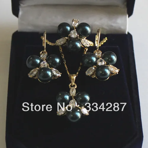 Fine Jewelry Yellow GP Black/blue/pink/red/coral/gold South sea shell pearl earring pendant ring set | Украшения и аксессуары