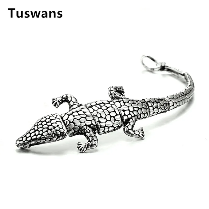 Мужской браслет из крокодиловой кожи в стиле панк нержавеющей стали 316L