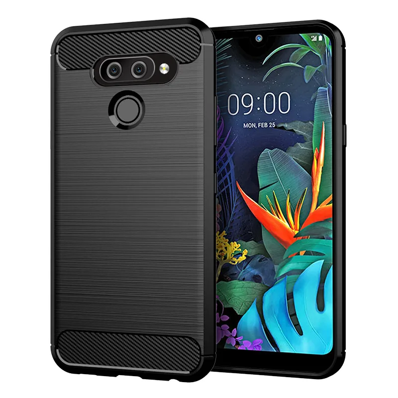Black Углеродное волокно чехол для LG Q60 чехол силиконовый антиударный Чехлы для LG K50 K40 Stylo 5 W10 V40 V30 V30S K10 K8 G7 Q7 Q6 чехол s - Цвет: Black