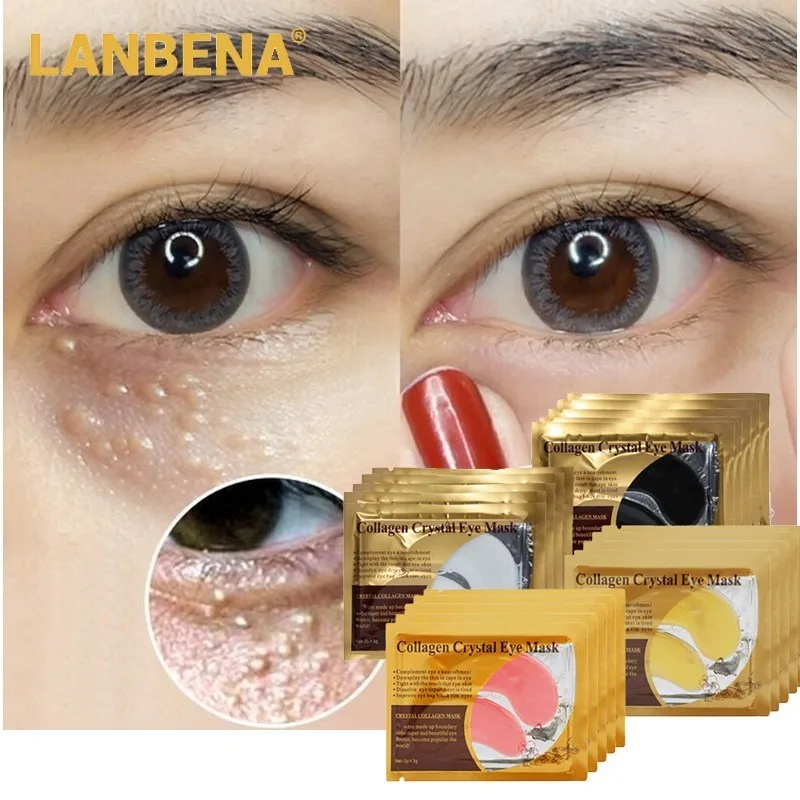 LANBENA 24K Золотая коллагеновая маска для глаз патчи для глаз Темные круги Отечность глаз мешок против старения морщин укрепляющий уход за кожей 10 шт = 5 пар