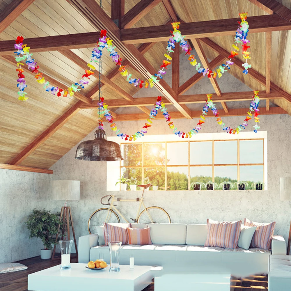 2019 Новый Гавайский цветок леев гирлянды Цепочки и ожерелья нарядное платье