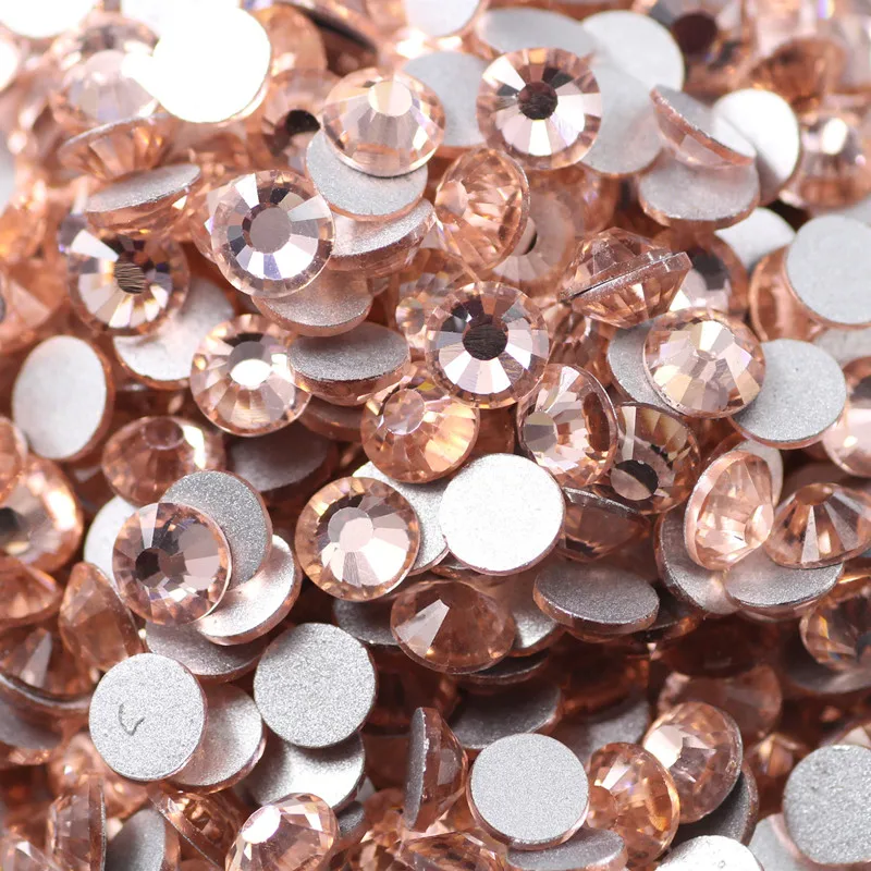 100pcs Cute Crystal Light Peach Round Flatback Nail Rhinestone Different Sizes SS3-20 RS-31 | Красота и здоровье