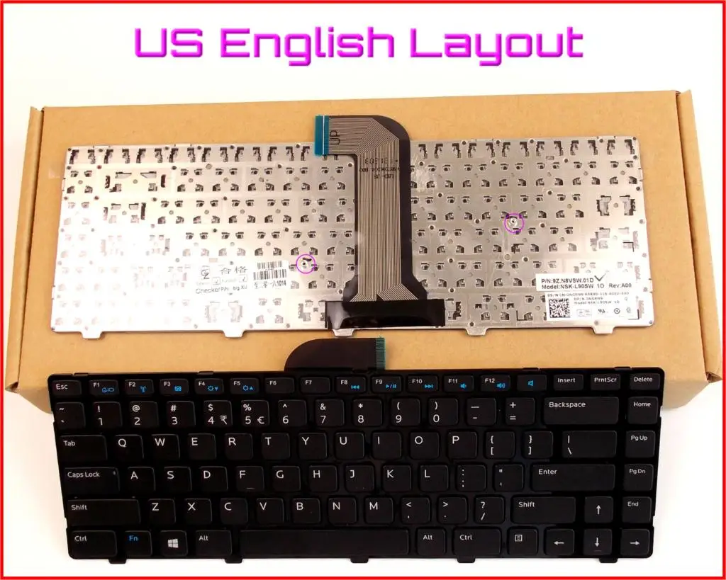 Клавиатура новая Английская версия для ноутбука Dell Inspiron 14 3421 14R 5421 3437 5437 15Z 5523 без