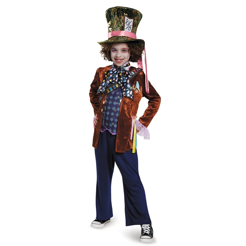 Deluxe Child Whimsy Mad Hatter Halloween Costume From Movie Through The Looking Glass Kids Alice In Wonderland Party Fancy-Dress |