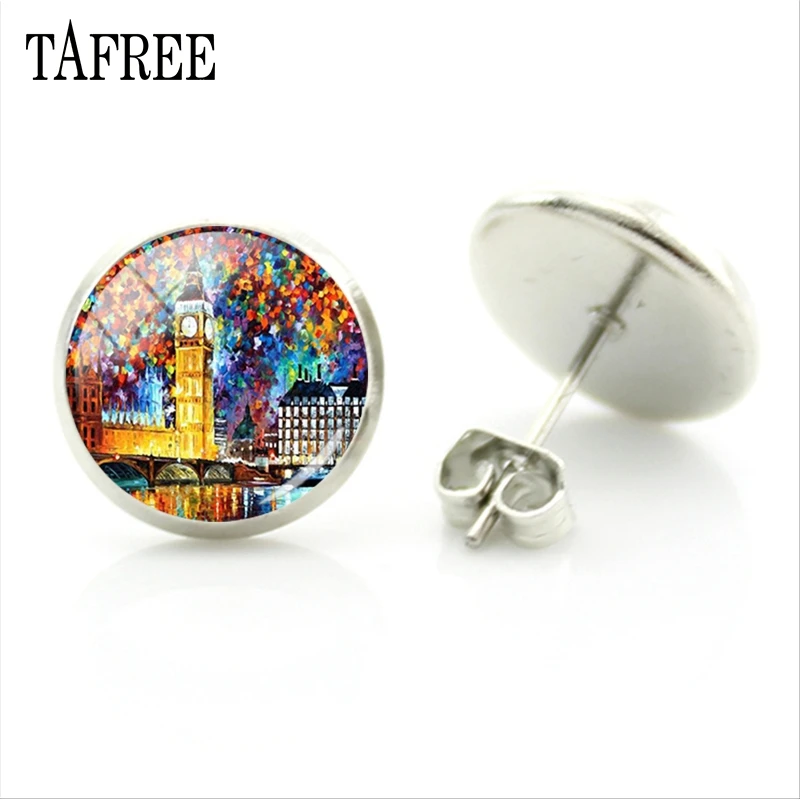 TAFREE новые модные серьги-гвоздики с абстрактными художественными рисунками