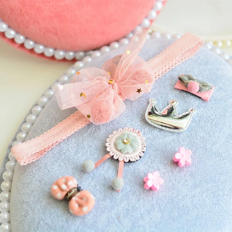 5 шт. Детская повязка на голову заколки для волос набор бантов корона цветок