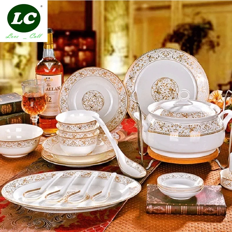 Набор посуды из 46 предметов керамические тарелки и миски|ceramic dinnerware set|dinnerware
