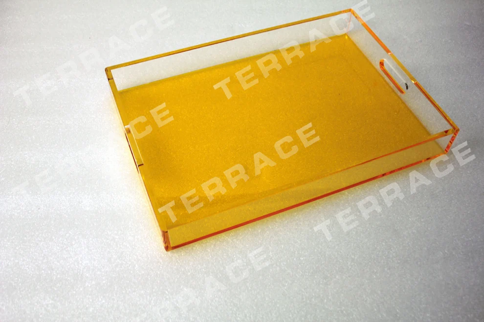 ONE LUX Акриловые lucite сервировочные подносы для хранения с выгравированными ручками-различные цвета