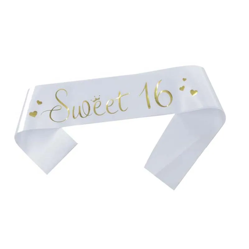 White Pink Sweet 16 Princess Birthday Sash Girls 16th Birthday Party Decoration Supplies Favor Gifts