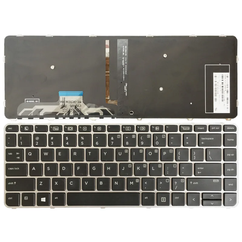 Клавиатура для ноутбука HP EliteBook Folio 1040 G3 английская клавиатура серебряная рамка с