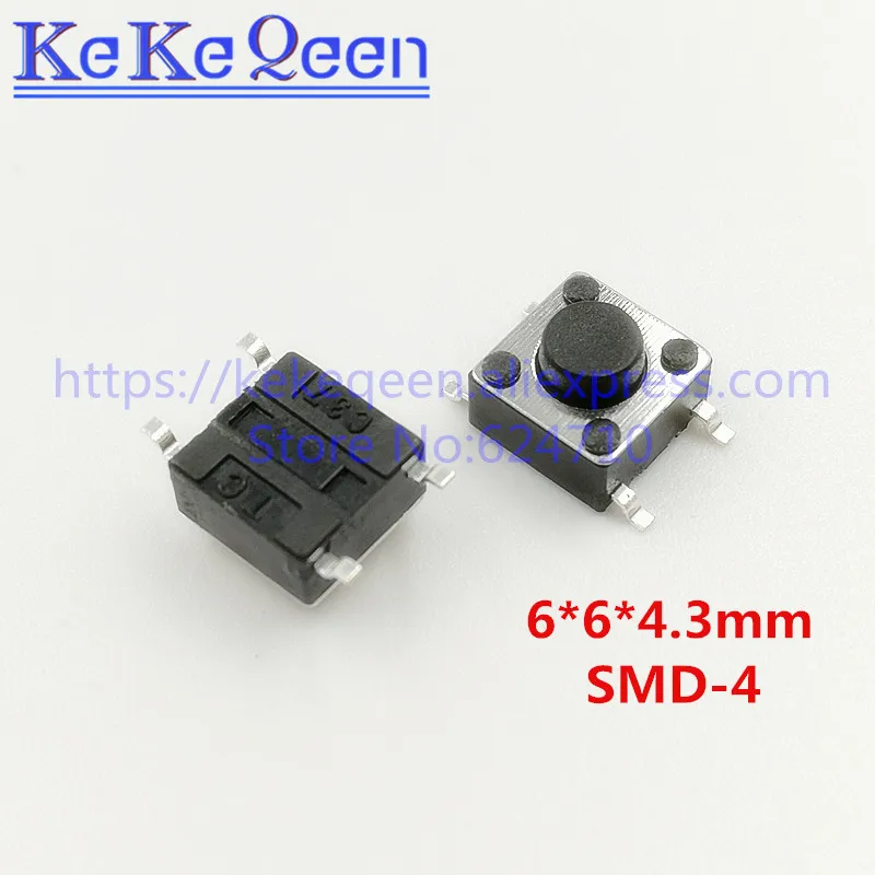 

1000 шт. 6*6*4,3 мм 6x6x4,3 мм SMD 4P кнопочные переключатели тактовые переключатели микропереключатель