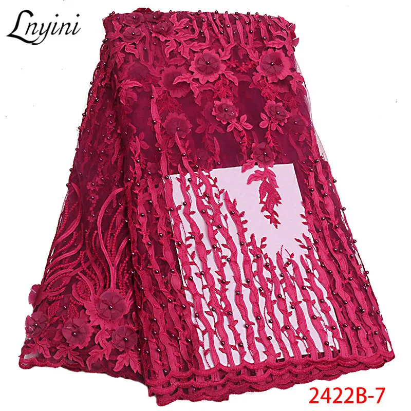2019 African Lace Fabric On Sale Beads Fabric5 yards/lot Purple Net elastic lace ribbon For Eveing DressL2422B-2 | Дом и сад