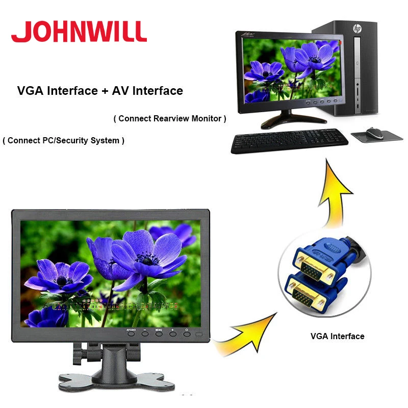 Монитор портативный сенсорный 10 1 дюйма с портами HDMI/VGA/USB/AV/BNC |