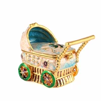 fletcher brand metal material enamel baby carriage with diamonds craft and souvenir for home decor