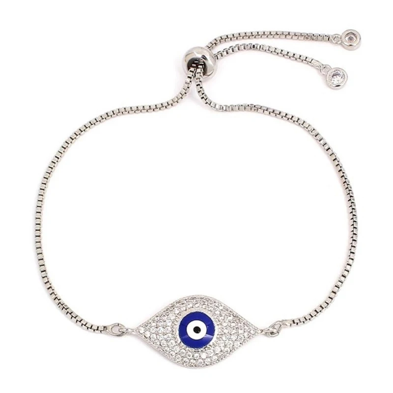 White Gold Juya Olho Grego браслет evil Eye Поставки ручной работы золото/розовое золото регулируемые браслеты греческий глаз Шарм Браслеты для женщин и мужчин - Окраска металла: White Gold