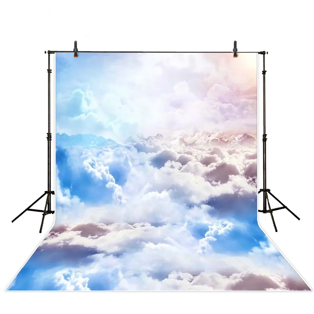Фон для фотосъемки с изображением белых облаков 150*200 см голубое небо солнечным