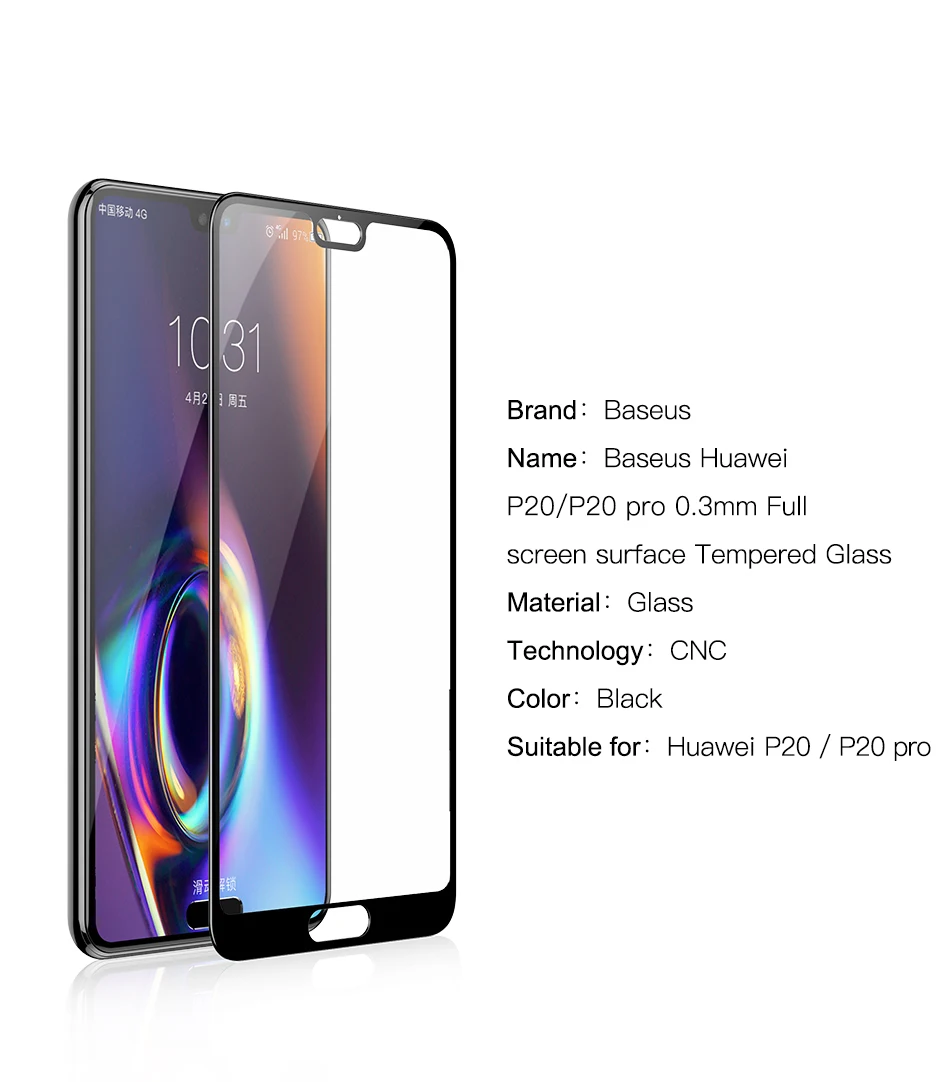 Защитная пленка Baseus 0,3 мм 6D для huawei P20 P20 Pro Премиум полное покрытие закаленное стекло huawei P20 P20Pro 9H защитное стекло