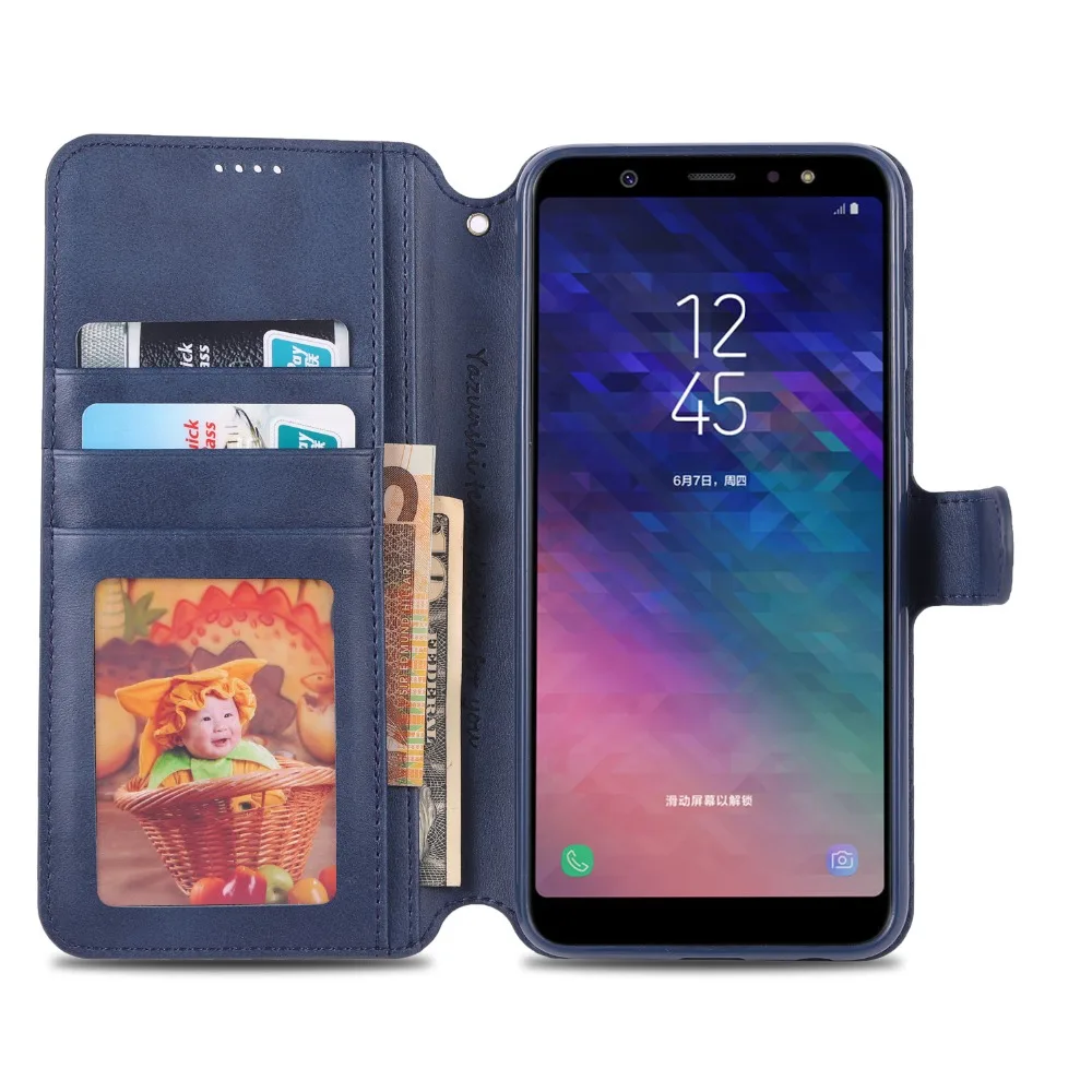 Retro Flip PU Leather Case for Samsung Galaxy S8 S9 Plus A6+ A7 A8Plus 2018 A6S A8 S A9S Note 8 Cover S10 Lite Phone | Мобильные