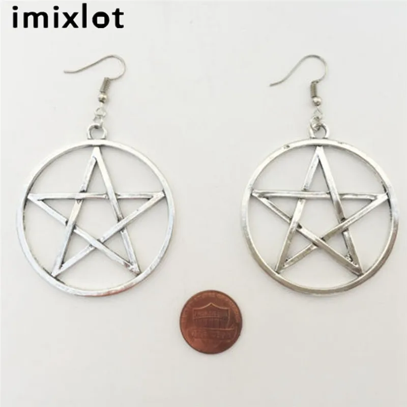 Серьги imixlot в виде большой круглой пятиконечной звезды готические серьги