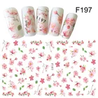 1 лист розовый цветок зеленые листья перо переводной слайдер для дизайна ногтей
