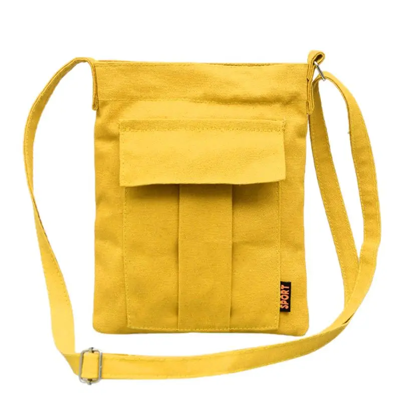 yellow Женский холщовый чехол для телефона, сумка через плечо, сумка-мессенджер, сумка-тоут, кошелек, сумки - Цвет: yellow