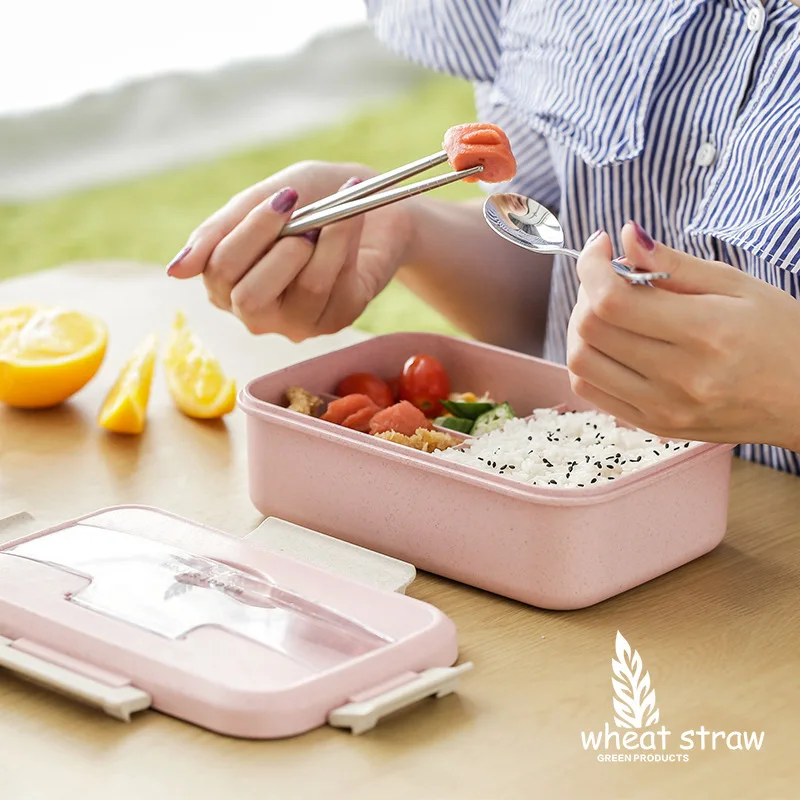 Портативная герметичная коробка для еды Lonchera Wheat Stalk Marmita Bento с ложками детей