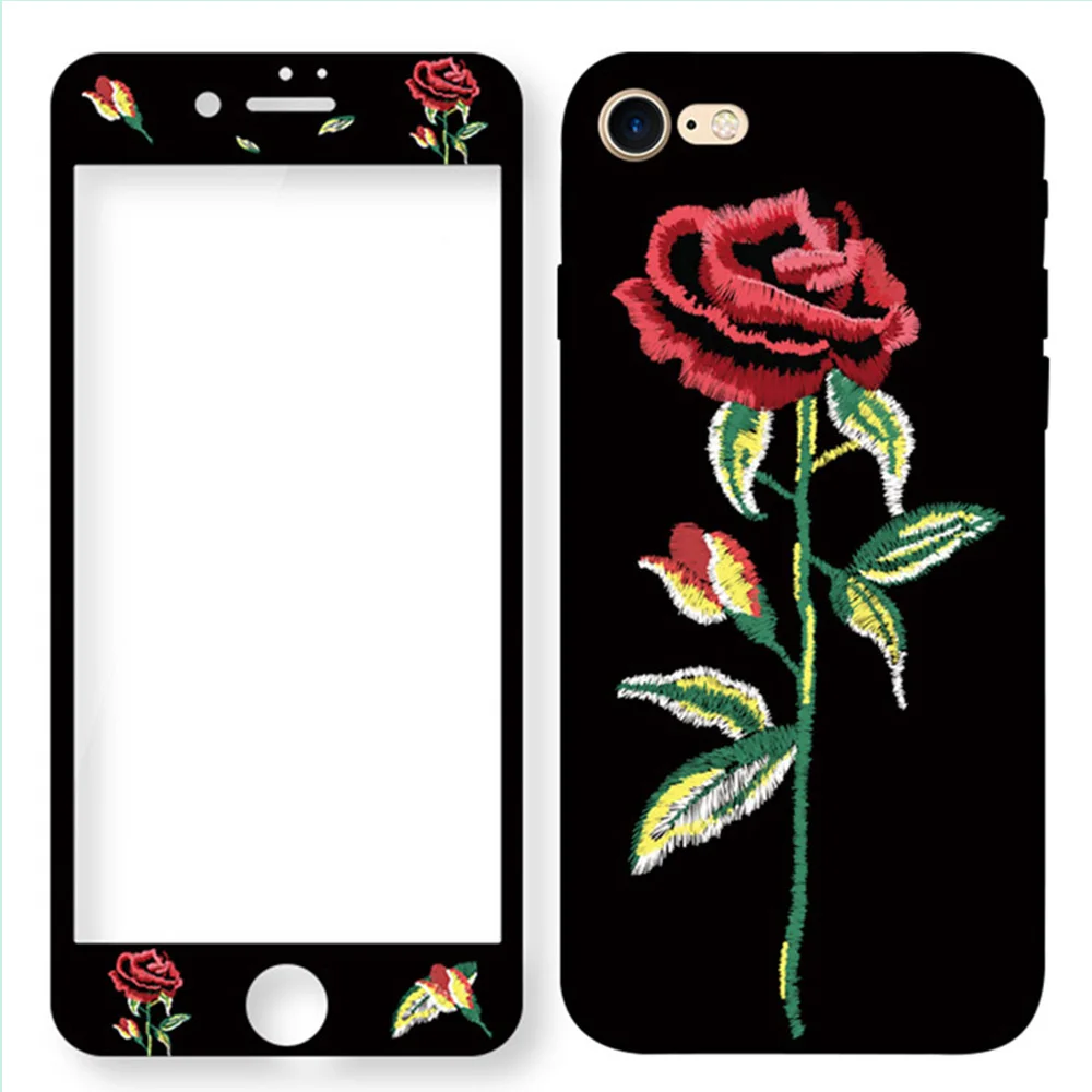 A Rose Eqvvol 360 Полное покрытие чехол для телефона для iPhone 8 7 6 S 6 S Plus чехлы с закаленным стеклом с защитой экрана милый мультфильм ТПУ чехол - Цвет: A Rose