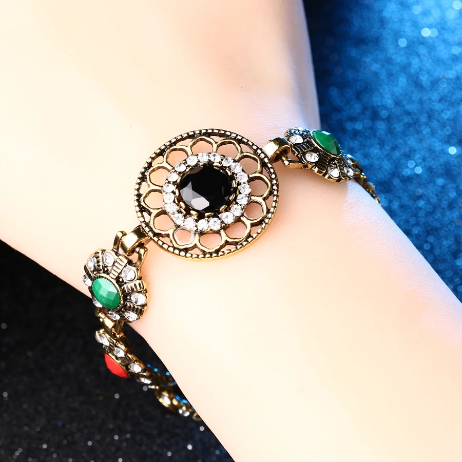 Винтажный ажурный браслет с цветочным узором золотого цвета богемные браслеты