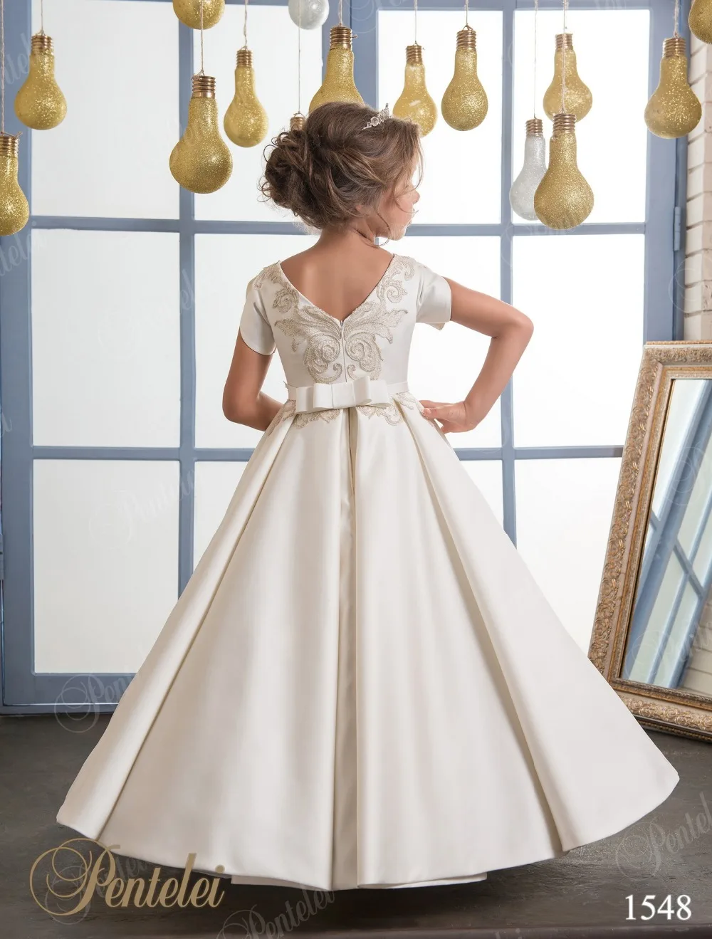 Royal Flower Girl Dress for Weddings Satin Lace Ball Gown Party Communion Pageant Kids Clothing | Детская одежда и обувь