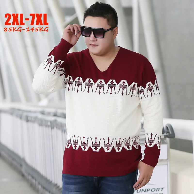 Осенне зимние мужские свитера больших размеров 5XL 6XL 7XL Хлопковые вязаные для 85 145