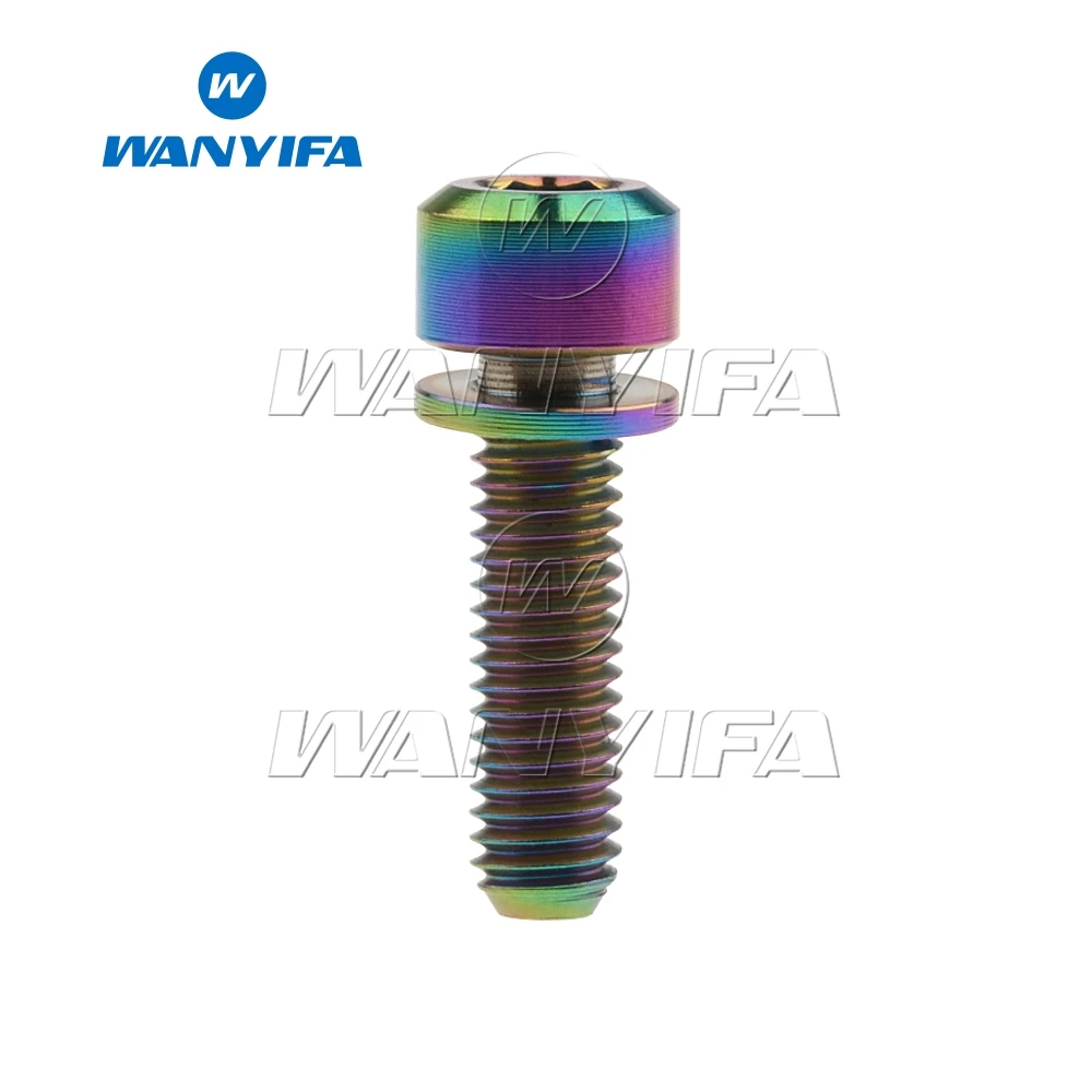 Титановый "Wanyifa" Ti болты M5x16mm M5x18mm M5x20mm для Велосипедный вынос руля болт с внутренним шестигранником с шайбой для велосипеда - Цвет: M5x16mm Rainbow