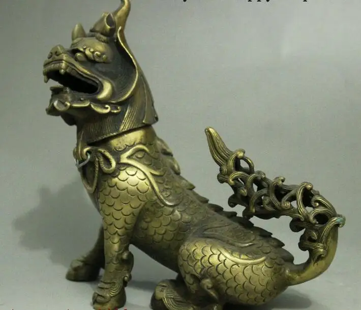15 см Старый Китайский Фэншуй Kylin QiLin PiXiu Единорог статуя зверя фигурка|figurine metal|statue