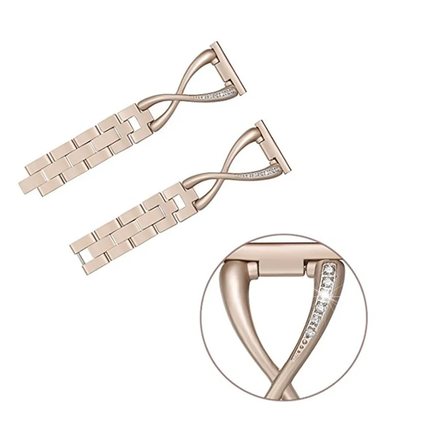 CARPRIE браслет роскошный сплав кристалл Нержавеющая сталь ремешок для Fitbit versa td0626