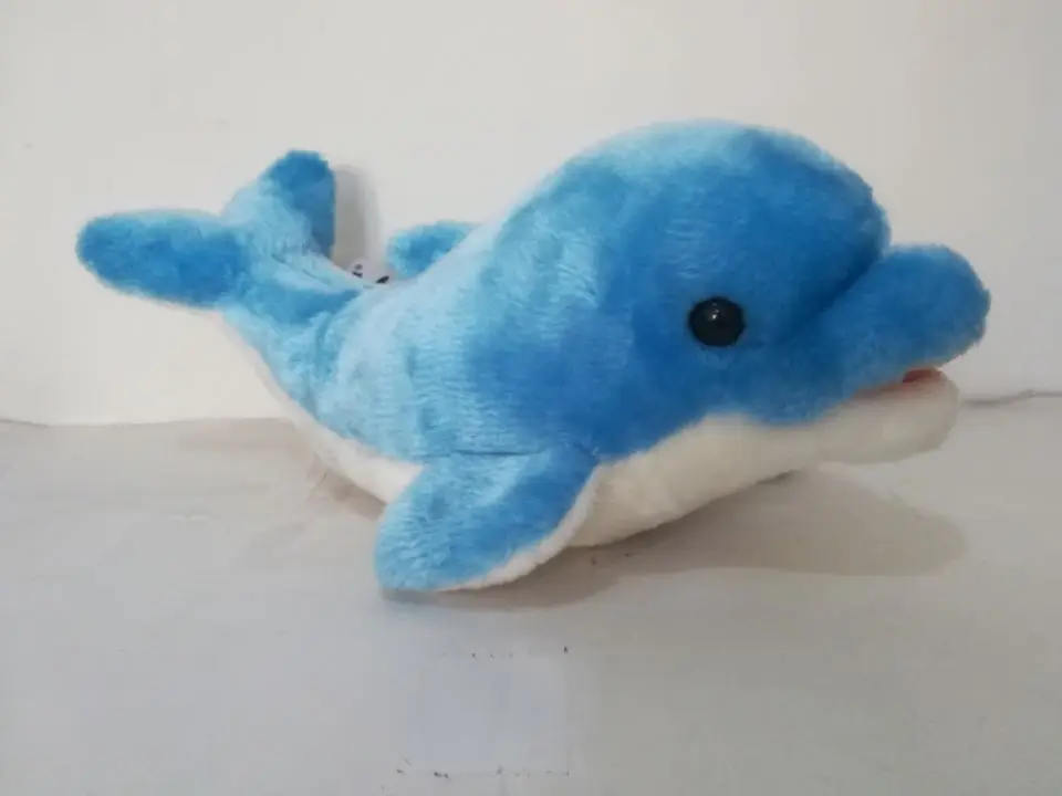 Большой плюшевый игрушечный dolphin голубой 38 см мягкая подушка подарок на день
