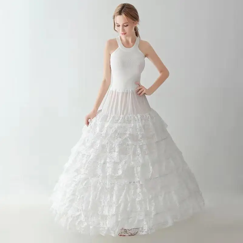 

Hot Sale 9 Layers Lace6 Hoops Petticoat Crinoline Slip Skirt Underskirt For Wedding Dress Bridal Gown In Stock