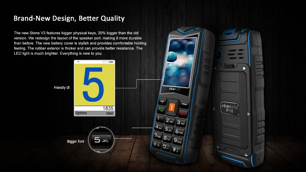 VKWorld камень V3 IP68 Водонепроницаемый 2,4 дюймов 3000 мАч мобильный телефон GSM FM Русская клавиатура 3 слота для sim-карт флэш-светильник мобильный телефон