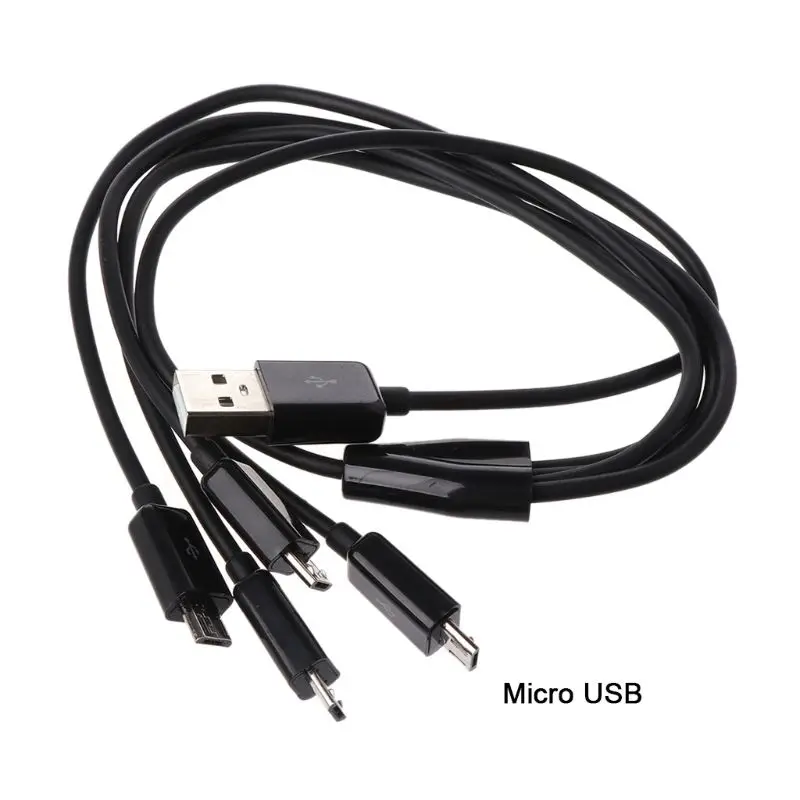 Черный Портативный USB 2,0 type A Male To 4 Micro USB сплиттер папа-папа Y зарядный кабель для samsung Xiaomi Мобильный телефон планшет Powerbank - Цвет: Черный