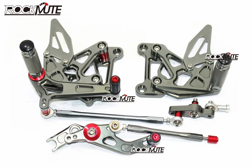 Titanium and Red Подножки для мотоцикла для Triumph Daytona 675/R 2013- ЧПУ Регулируемая подножка рычаг переключения передач тормоза педальные подложки для ног задний комплект - Цвет: Titanium and Red