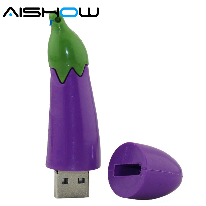 Силиконовый флеш накопитель в виде баклажана 1 ГБ/2 ГБ/4 ГБ/8 ГБ/16 ГБ/32 ГБ/64 ГБ